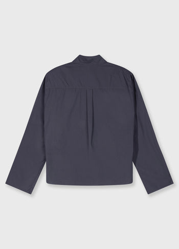 cropped shoulder blouse | steel blue