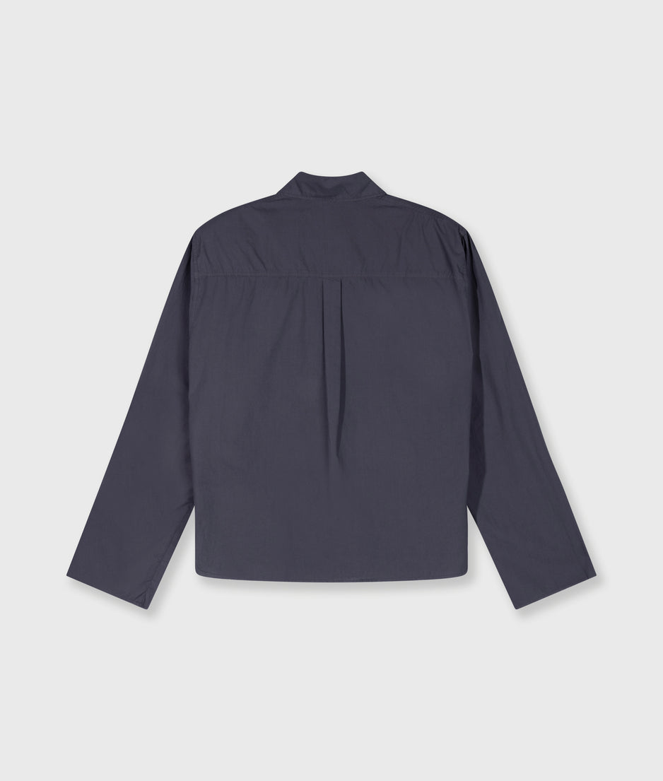 cropped shoulder blouse | steel blue