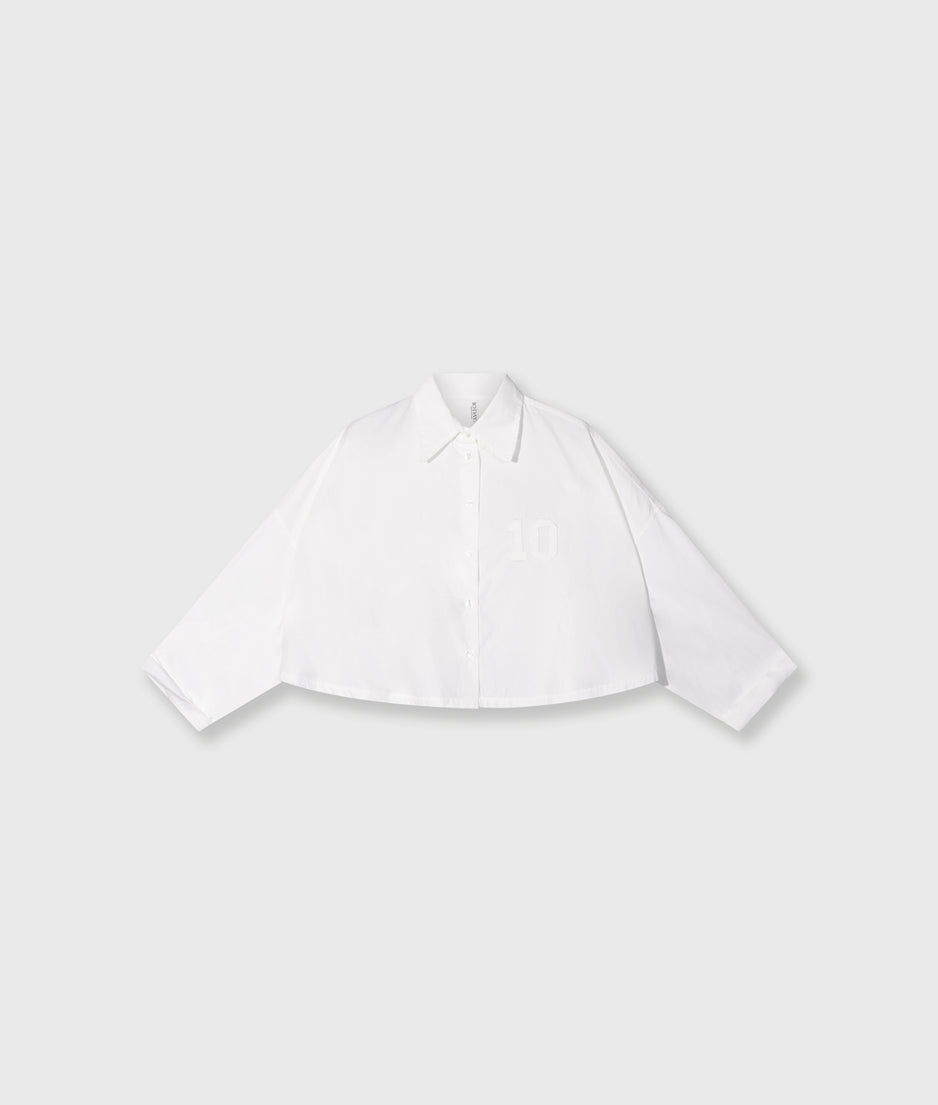 oversized cropped shirt | ecru