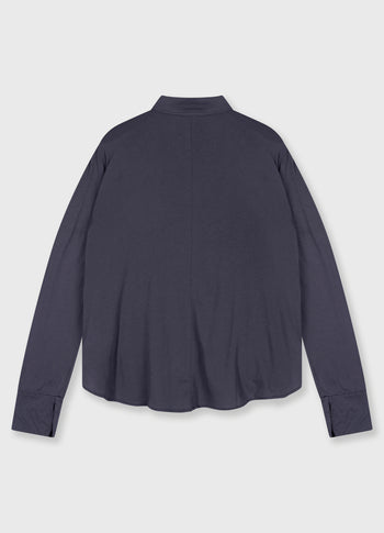 wrap blouse | steel blue