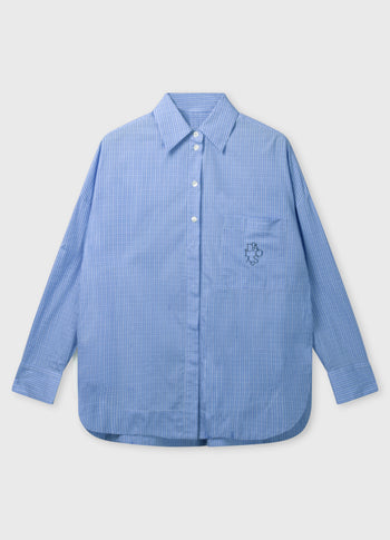 lange mouwen blouse check | ultramarine