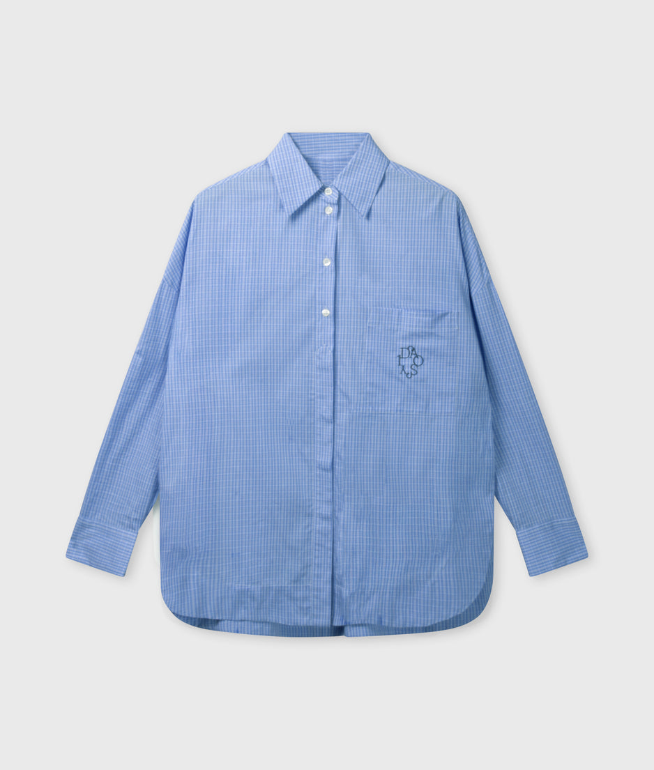 lange mouwen blouse check | ultramarine
