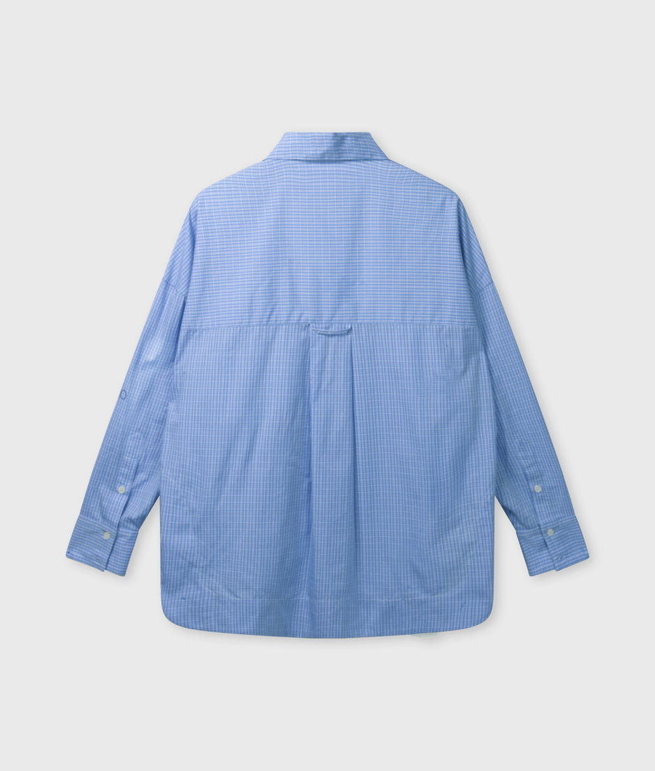 lange mouwen blouse check | ultramarine