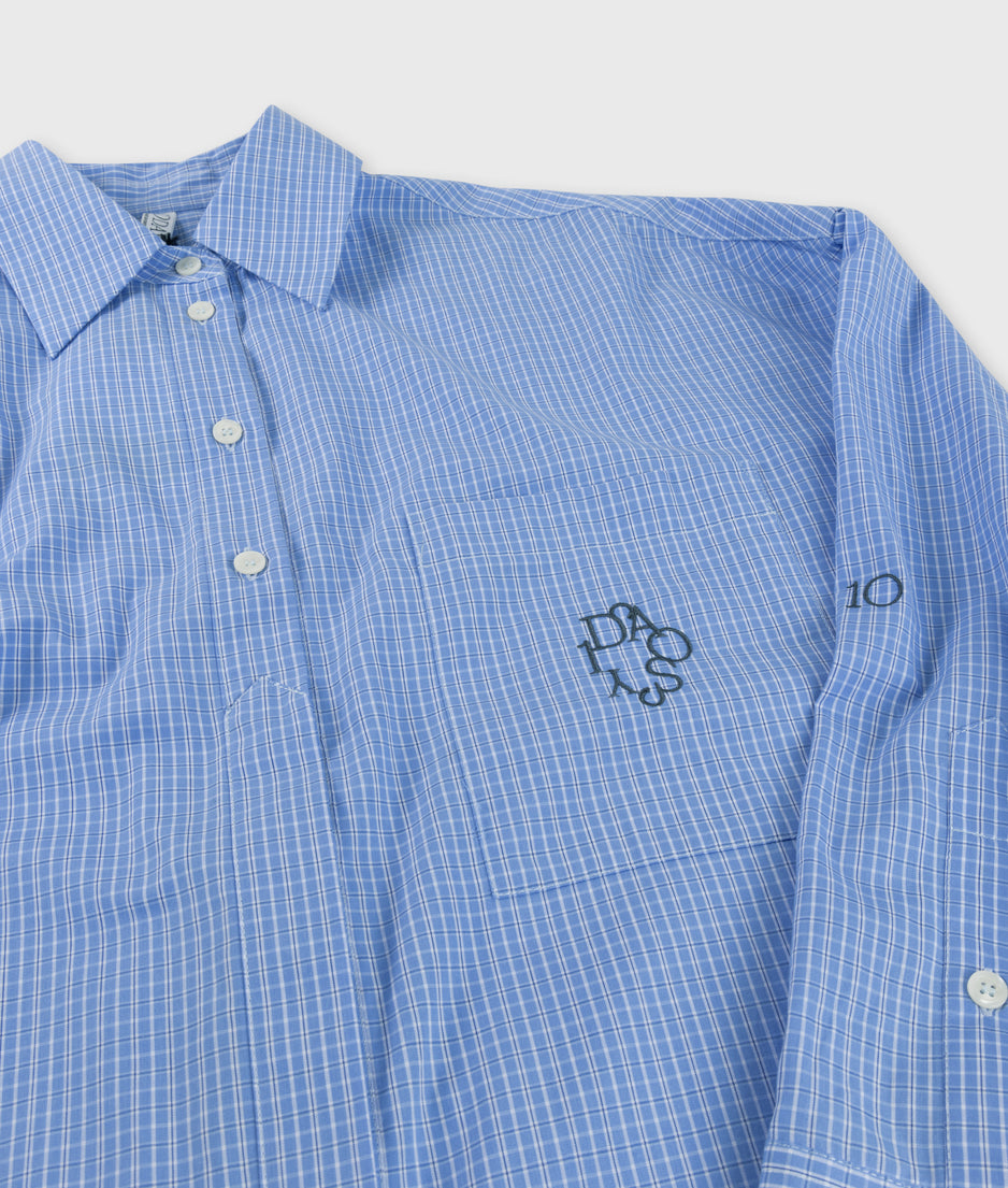 lange mouwen blouse check | ultramarine