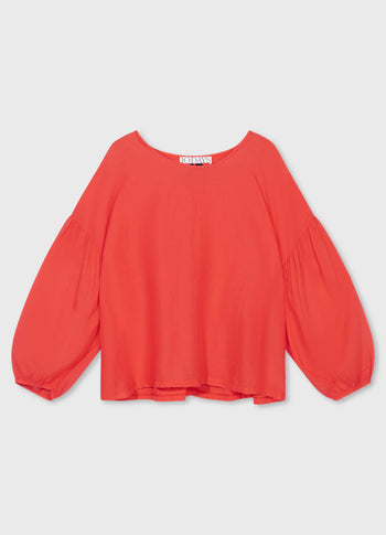 balloon sleeve blouse | poppy red