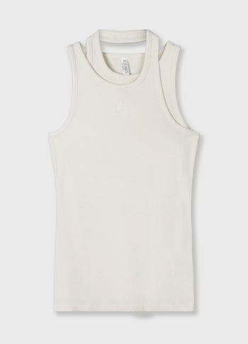 a-symmetric rib top | ecru