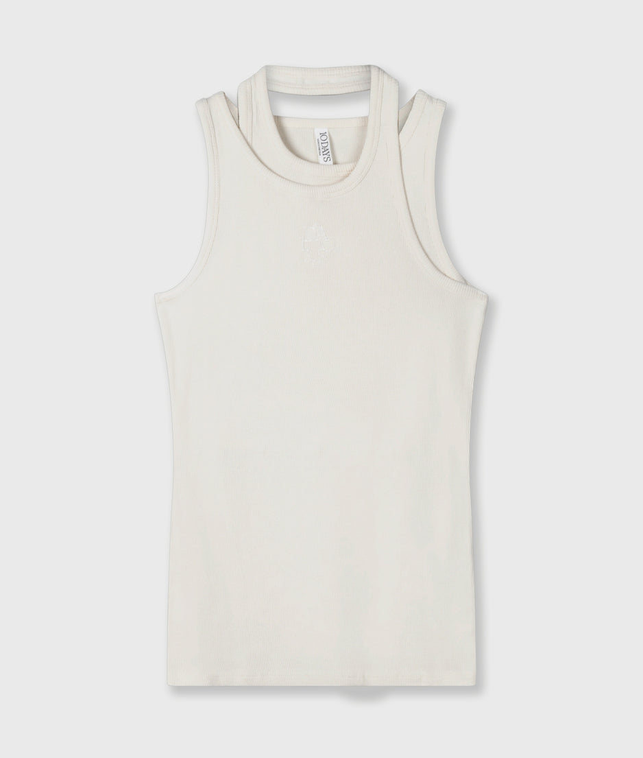 a-symmetric rib top | ecru