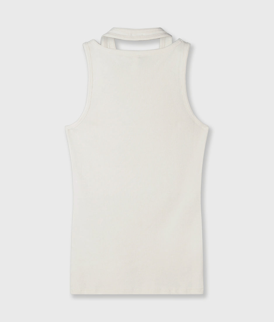 a-symmetric rib top | ecru