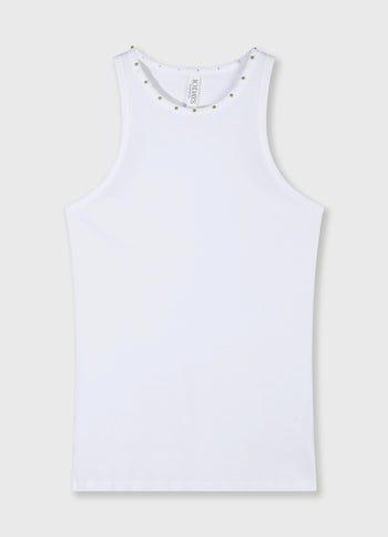 tank top rib pearls | white