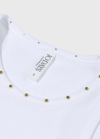 tank top rib pearls | white