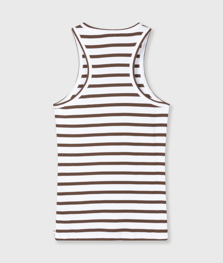 tank top rib stripes | white/dark truffle