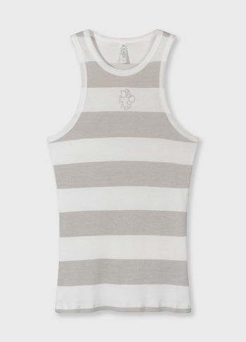 tanktop rib strepen | white/stone