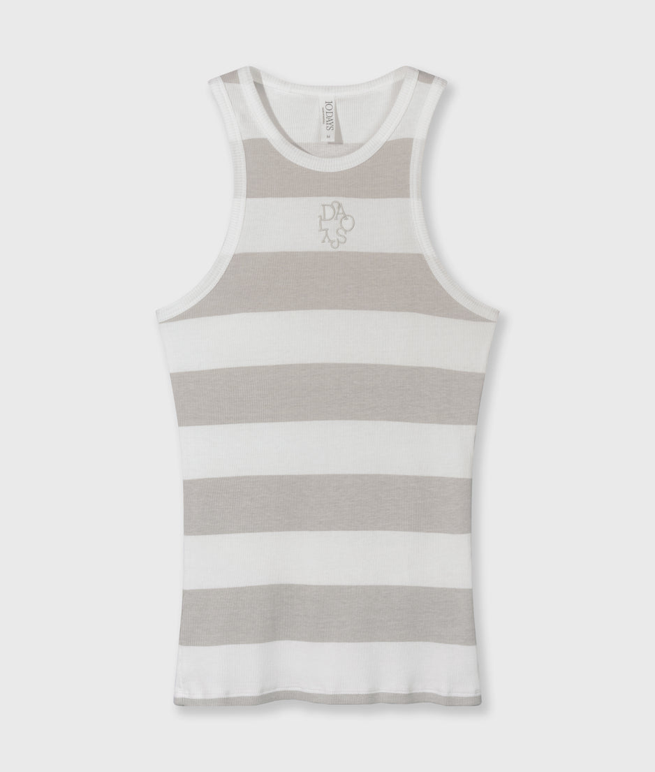 tanktop rib strepen | white/stone