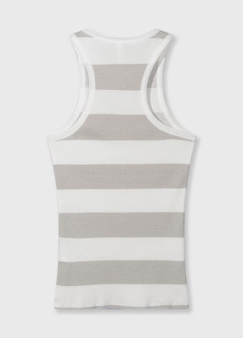 tanktop rib strepen | white/stone