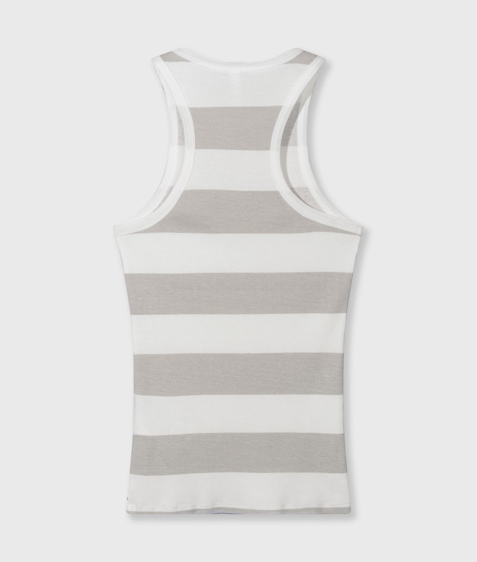 tanktop rib strepen | white/stone
