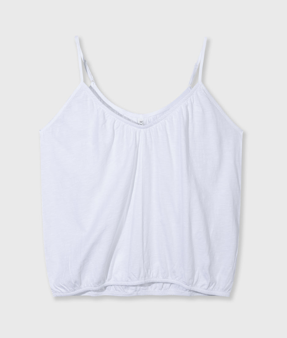 top gathered neck | white