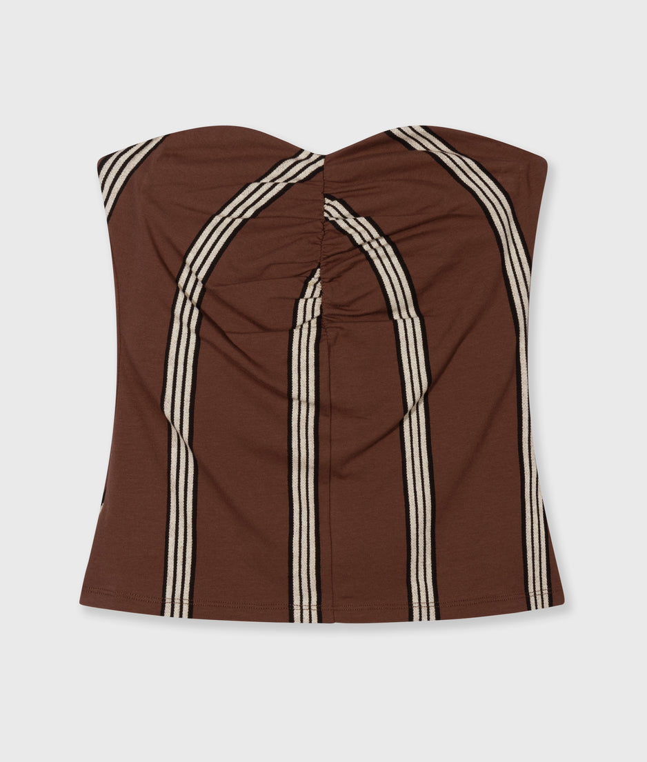 strapless top stripes | deep brown