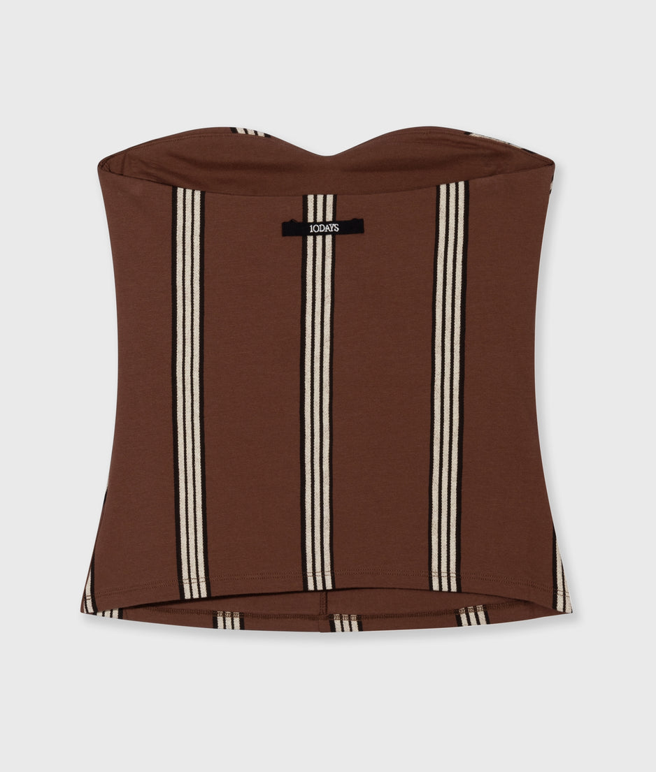 strapless top stripes | deep brown