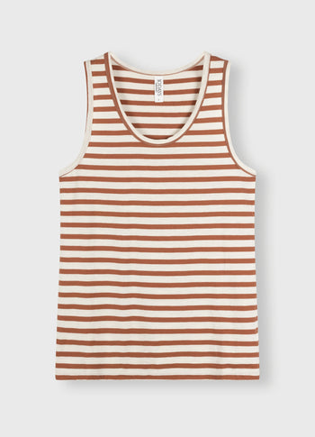 tank top stripes | ecru/saddle brown