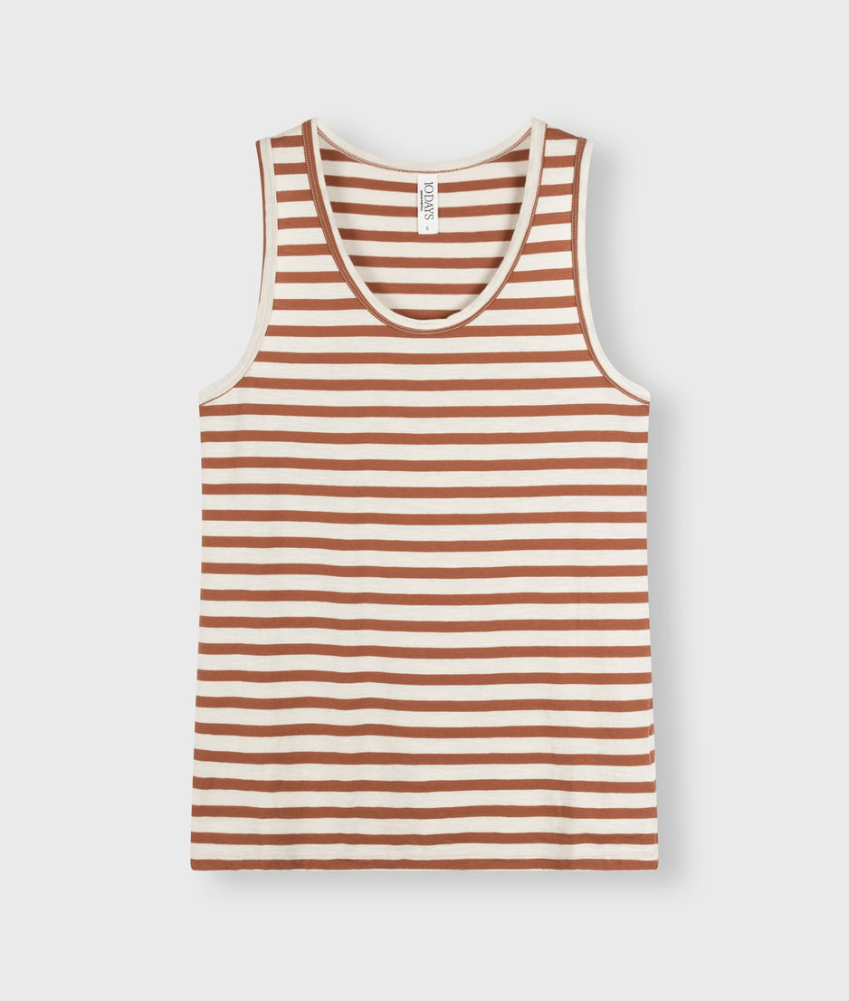 tank top stripes | ecru/saddle brown