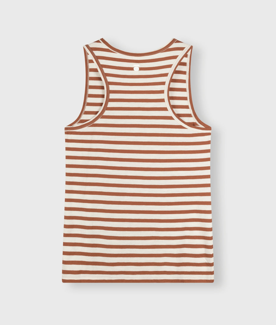 tank top stripes | ecru/saddle brown