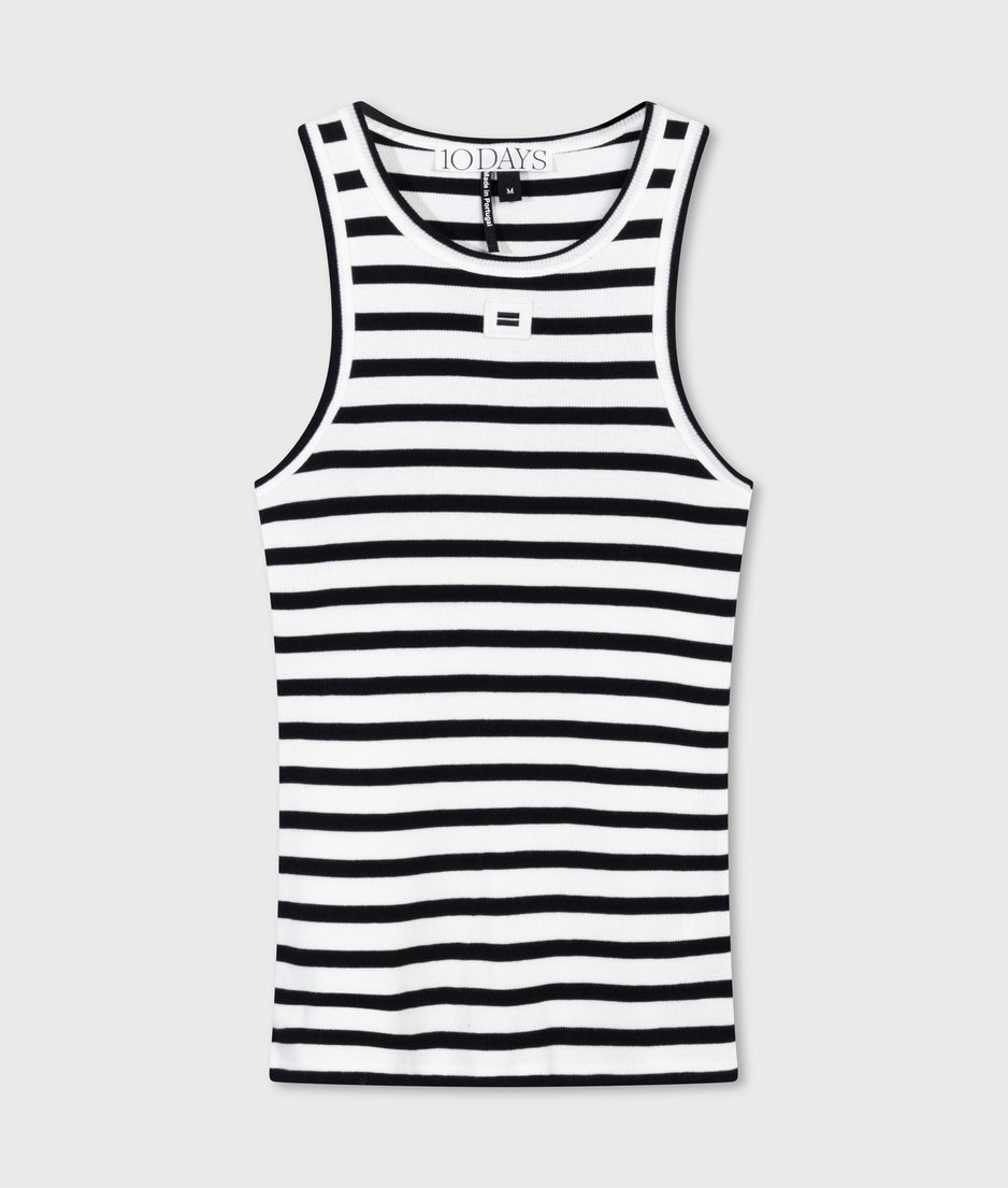 tank top rib stripes | ecru/black