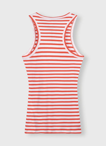 tank top rib stripes | white/poppy red