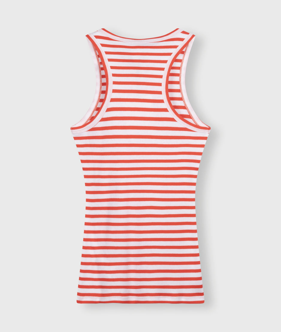 tank top rib stripes | white/poppy red