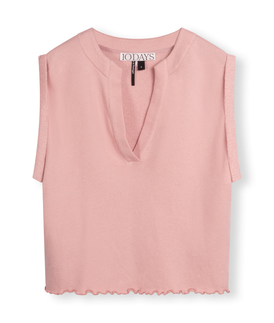 v-neck top fleece | dusty peach