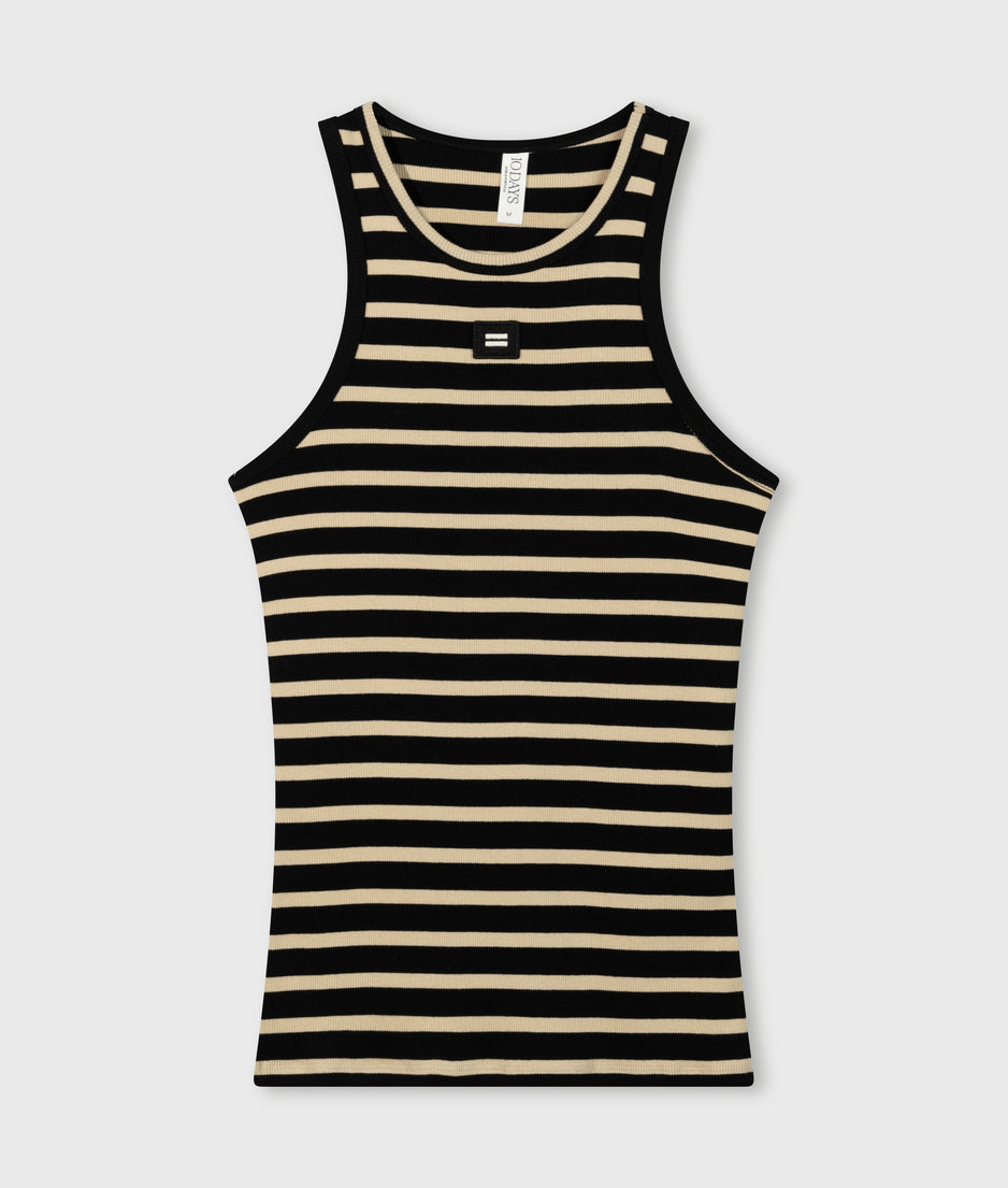 tank top rib stripes | black/light latte