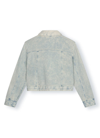 washed cropped jacket | blue denim