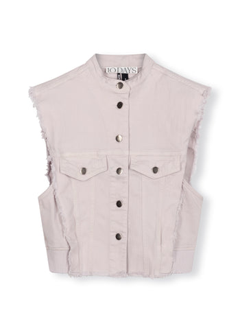 cropped twill gilet | pale lilac