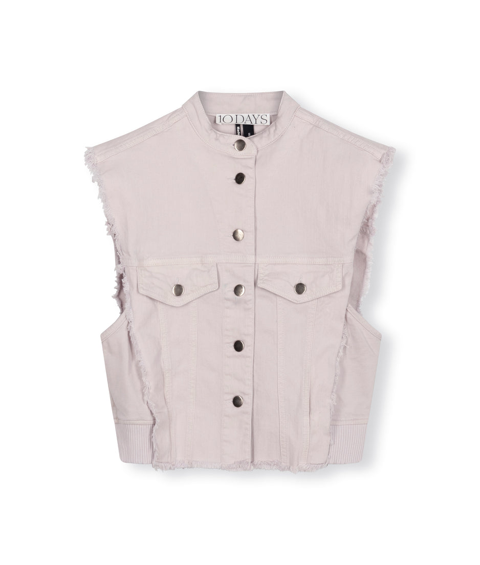 cropped twill gilet | pale lilac