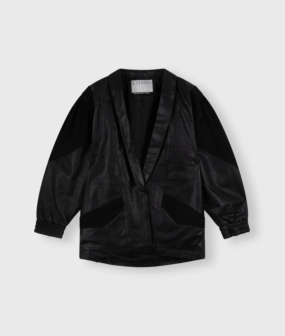 leather workwear jacket | black