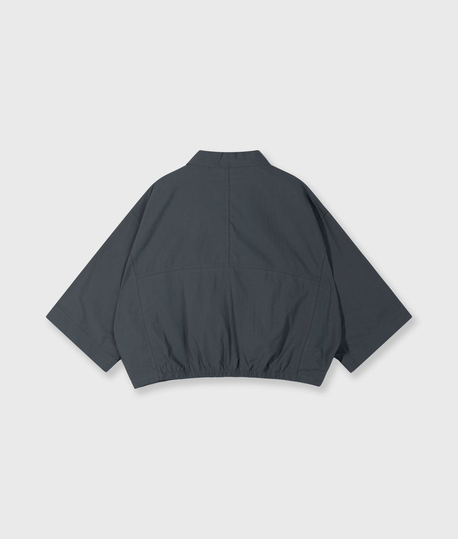 wide crinkle jacket | steel blue