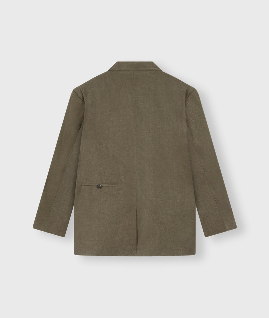 statement shoulder blazer | dark moss