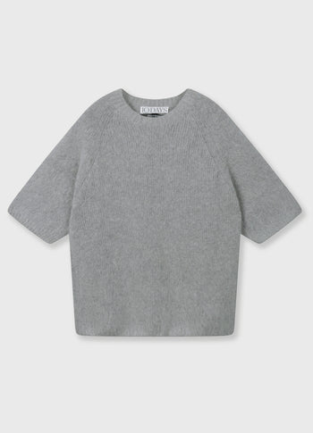 short sleeve knit sweater | light graphite