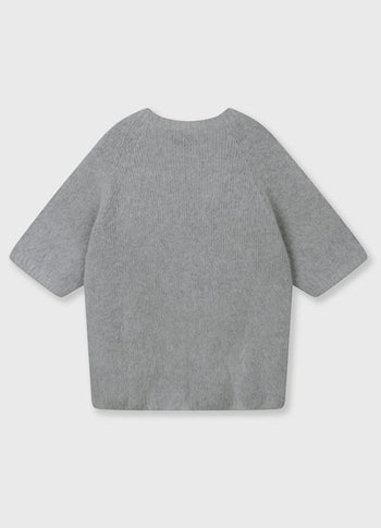 short sleeve knit sweater | light graphite