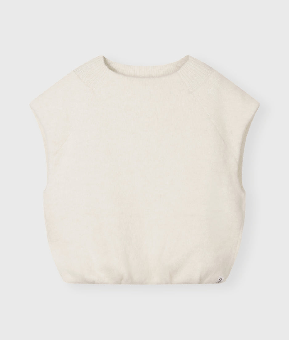 balloon hairy knit top | ecru