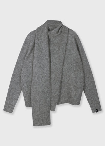 overslag sjaal sweater | grey melee