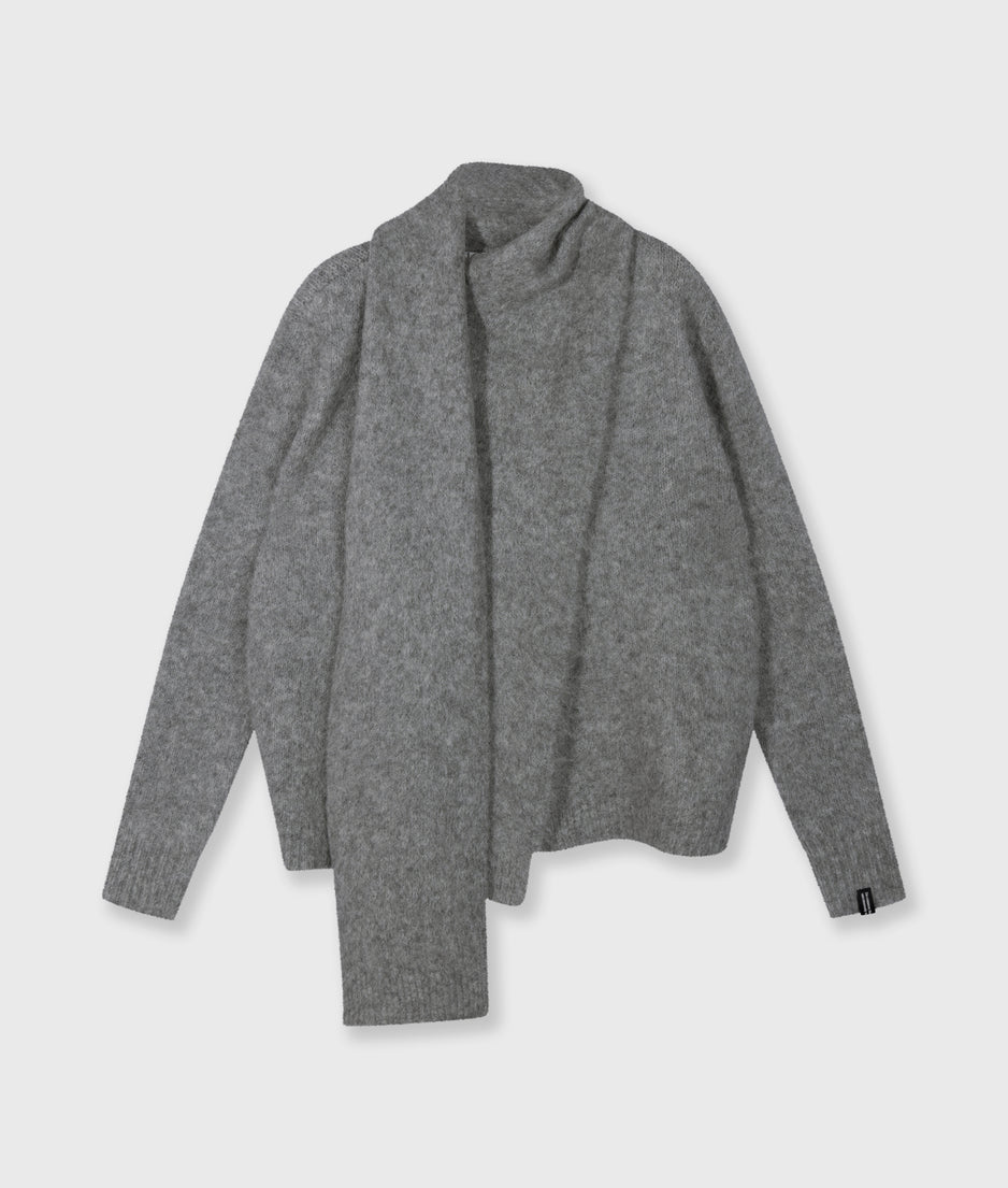overslag sjaal sweater | grey melee