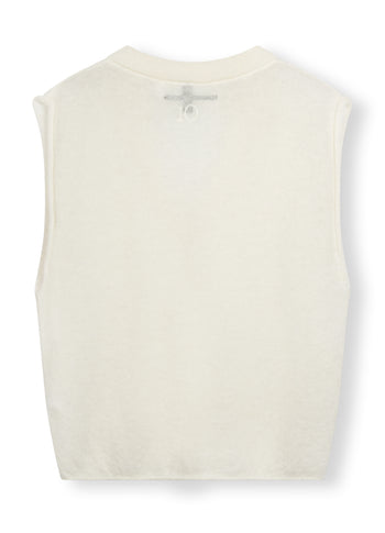 v-neck top knit | ecru