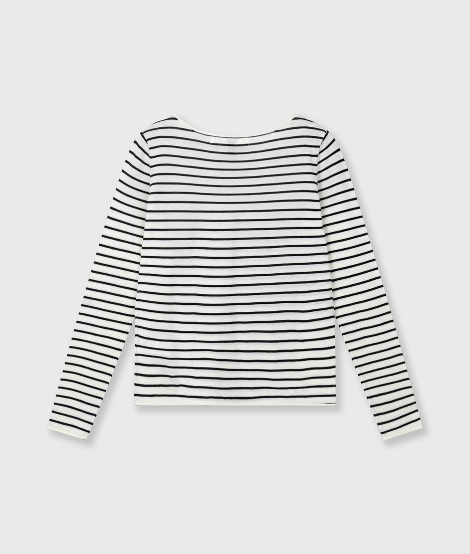 fine knit sweater stripes | ecru/black
