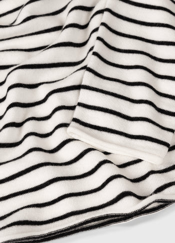 fine knit sweater stripes | ecru/black