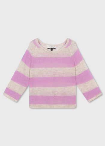 sweater thin knit stripes | light safari/violet