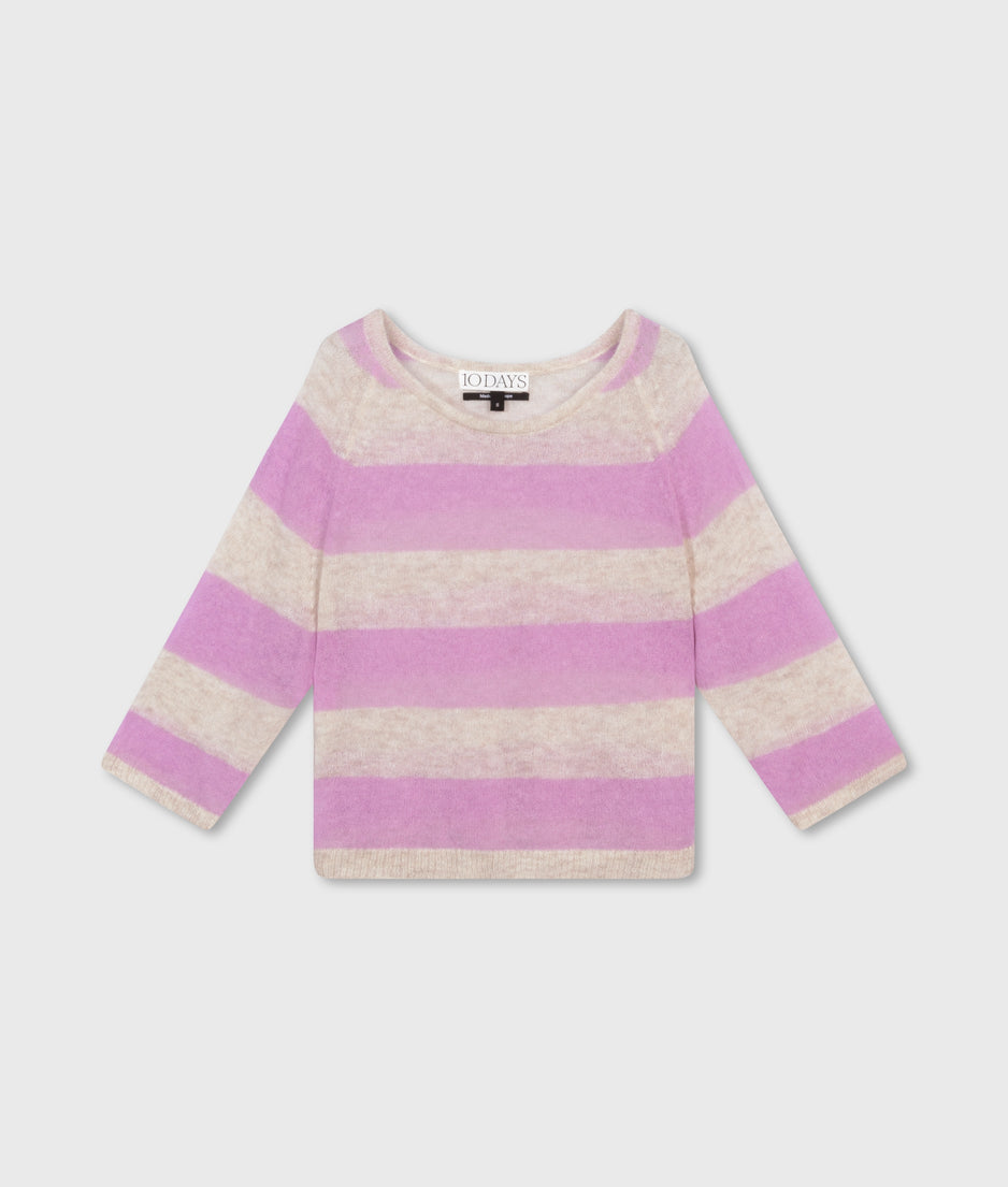 sweater thin knit stripes | light safari/violet