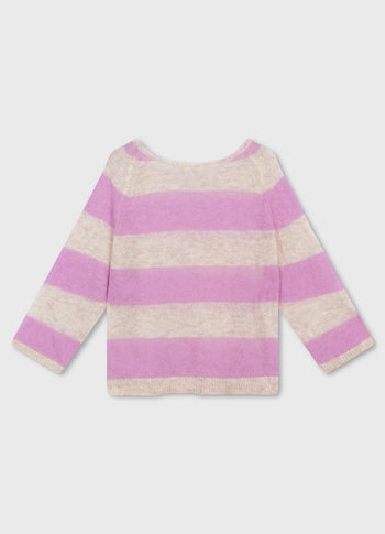 sweater thin knit stripes | light safari/violet