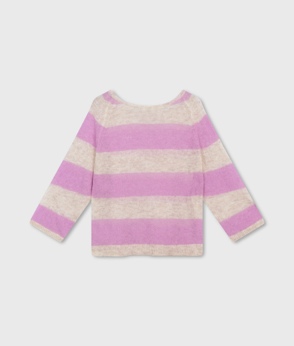 sweater thin knit stripes | light safari/violet