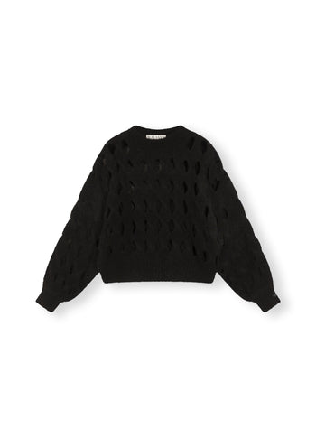 open knit sweater | black