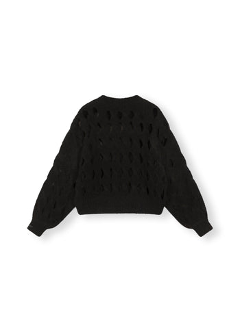 open knit sweater | black